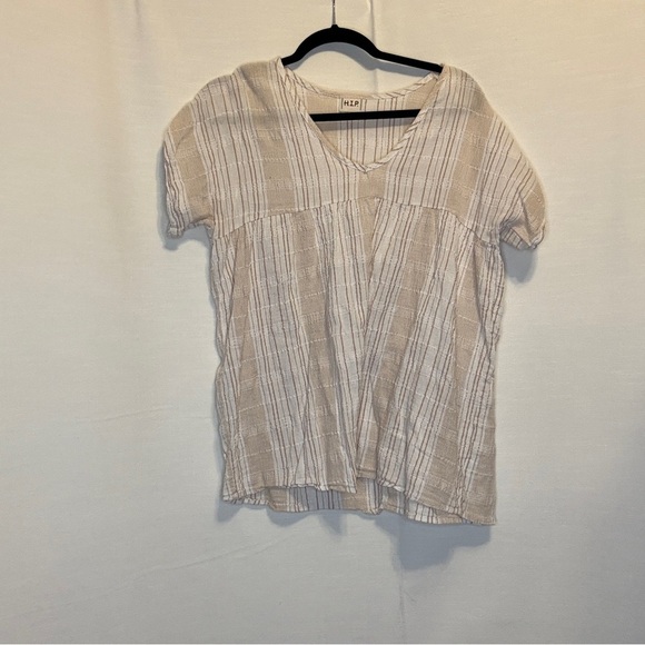 H.I.P Linen Blend Striped Top - Cream XL - Picture 1 of 4